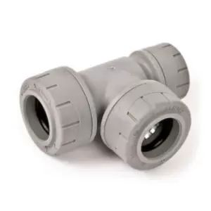 Polypipe - PolyPlumb PB1422 22mm x 15mm x 22mm Reduced End Tee - Grey 5 Pack