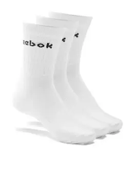 Reebok 3 Pack of Active Core Mid Crew Socks - White, Size L, Men