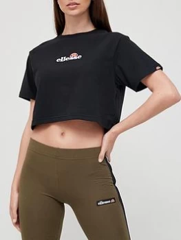 Ellesse Heritage Fireball Crop T-Shirt - Black, Size 14, Women