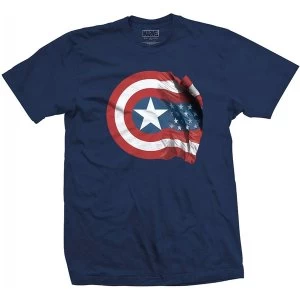 Marvel Comics - Captain America American Shield Mens Large T-Shirt - Blue