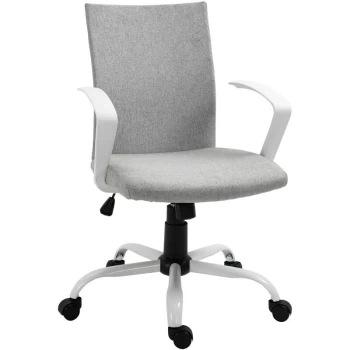 Vinsetto - Office Chair Linen Swivel Computer Desk Chair Home Study Task Chair with Wheels, Arm, Adjustable Height, Light Grey