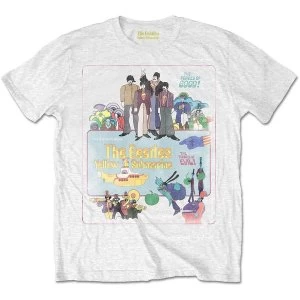 The Beatles - Yellow Submarine Vintage Movie Poster Mens XX-Large T-Shirt - White