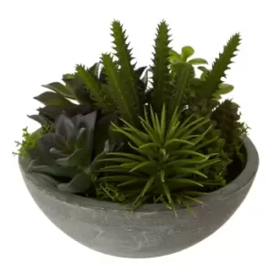 Interiors By Premier Mixed Faux Succulent In Small Stone Effect Pot