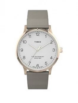 Timex Timex Waterbury White And Rose Gold Detail 36Mm Dial Tan Leather Strap Watch