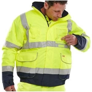 B Seen Hi Vis Two Tone Bomber Jacket Small YellowNavy Ref BD208SYNS Up