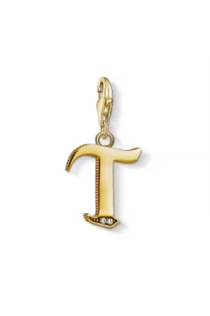 Ladies Thomas Sabo Gold Plated Sterling Silver Charm Club Letter T Charm 1626-414-39