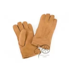 Eastern Counties Leather Womens/Ladies 3 Point Stitch Detail Sheepskin Gloves (S) (Tan)