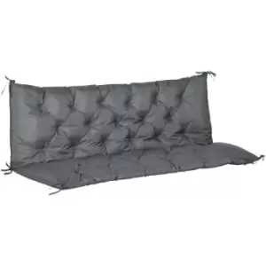 3 Seater Garden Bench Cushion Outdoor Seat Pad with Ties Dark Grey - Dark Grey - Outsunny