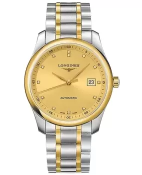 Longines Master Collection Automatic 40mm Champagne Dial Diamond Yellow Gold Plated and Stainless Steel Mens Watch L2.793.5.37.7 L2.793.5.37.7