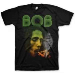 Bob Marley Smoking Da Erb Black Mens T Shirt: Large