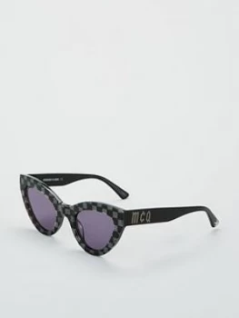 McQ Alexander McQueen Gingham Acetate Cateye Sunglasses, Black, Women