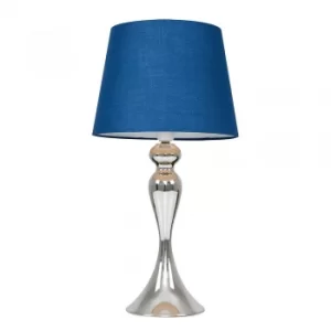 Faulkner Chrome Touch Table Lamp with Navy Blue Aspen Shade