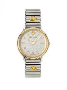 Versace V-Circle Silver And Gold Detail Dial Two Tone Stainless Steel Bracelet Ladies Watch