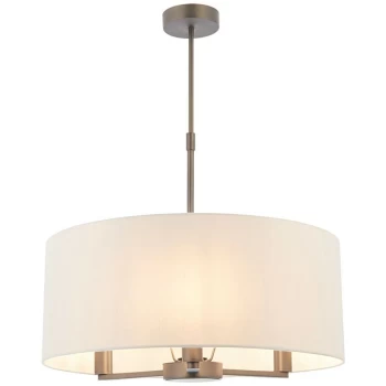 Endon Collection Lighting - Multi Arm Cylindrical Pendant Light Antique Bronze Plate, Marble Fabric