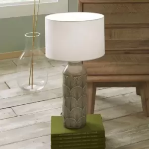 Embossed Grey Ceramic Table Lamp