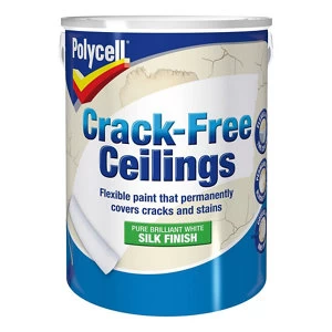 Polycell Crack free White Silk Emulsion Paint 5L