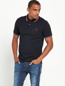Fred Perry Original Twin Tipped Polo Shirt - Navy/White/Red Size M Men