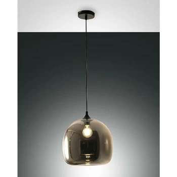 Fabas Luce Lighting - Fabas Luce Maia Dome Pendant Ceiling Lights Transparent Grey Glass, E27