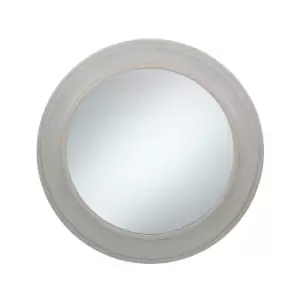 Pacific Washed Grey Wood Round Wall Mirror Large