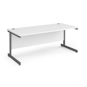 Office Desk 1800mm Rectangular Desk With Cantilever Leg White Tops With Graphite Frames Contract 25