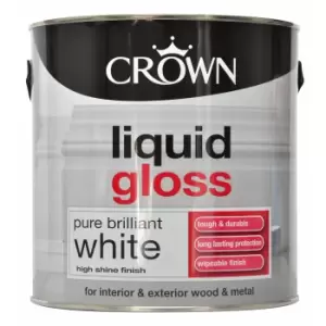 Crown Liquid Gloss Paint, 2.5L, Pure Brilliant White