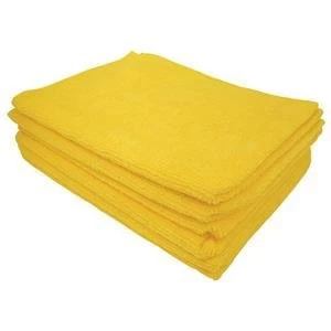5 Star Microfibre Cleaning Cloths for Dry or Damp Multisurface Use Yellow Pack of 6