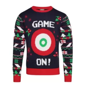 Christmas Shop Mens 3D Game On Christmas Jumper (XS) (Navy)