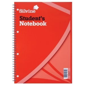 Silvine A4 Student Notebook Wirebound 75gsm Narrow Ruled Punched 4 Holes 120pp Red Pack of 12