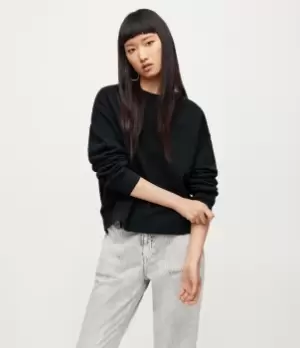 AllSaints Womens Pippa Embellished Gem Sweatshirt, Ozone Black, Size: XS