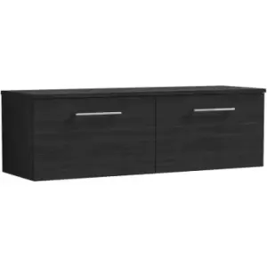 Arno Charcoal Black 1200mm Wall Hung 2 Drawer Vanity Unit with Worktop - ARN622W2 - Charcoal Black - Nuie