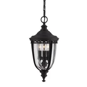3 Light Medium Outdoor Ceiling Chain Lantern Black, E14