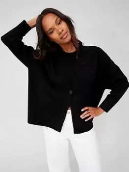 Armani Exchange Logo Back Wool Blend Cardigan - Black Size M Women