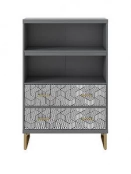 Cosmoliving Scarlett Bookcase With Drawers Graphite Grey