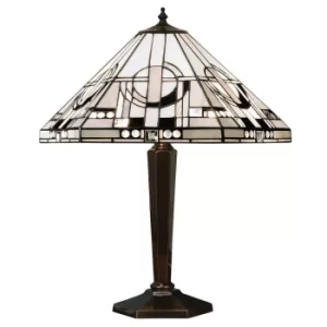 Metropolitan 2 Light Medium Table Lamp Tiffany Glass, Deep Antique Patina, E27