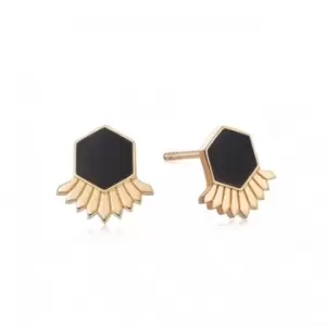Hexagon Palm Stud 18ct Gold Plated Earrings WE17_GP