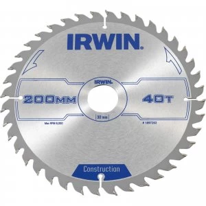 Irwin ATB Construction Circular Saw Blade 200mm 40T 30mm