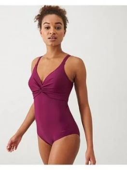 Speedo Brigette Twist Front Swimsuit - Plum , Plum, Size 32, Women