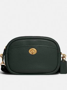 Coach Soft Pebble Leather Camera Bag With Leather And Webbing Strap - Green