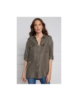 Holland Cooper Womens Khaki Relaxed Fit Military Shirt
