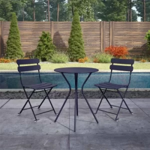 Bistro Set with Round Table and 2 Folding Chairs, Navy