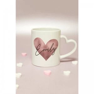 Personalised Rose Gold Heart Handle Mug
