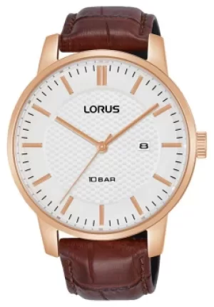 Lorus 42mm Quartz White Dial Brown Leather Strap RH978NX9 Watch