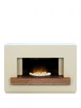 Adam Fire Surrounds Sambro Fireplace Suite In Stone Effect With Walnut Shelf