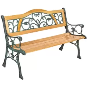 Tectake - Garden bench Kathi, 2-seater in wood and cast iron (124x60x83cm) - wooden bench, wooden garden bench, outdoor bench - brown