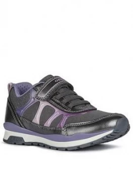 Geox Girls Pavel Strap Trainer - Grey purple, Grey/Purple, Size 12.5 Younger