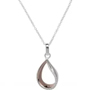 Ladies Unique & Co Sterling Silver 925 Pendant with Rose Gold Plating and CZ incl. Chain