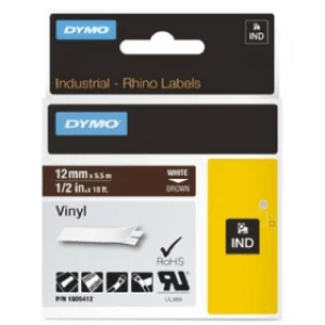 Dymo 1805412 White on Brown Label Tape 12mm x 5.5m