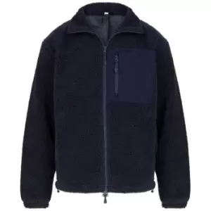 Front Row Unisex Adult Sherpa Recycled Fleece Jacket (S) (Navy)