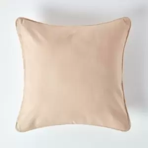Cotton Plain Beige Cushion Cover, 30 x 30cm - Natural - Homescapes