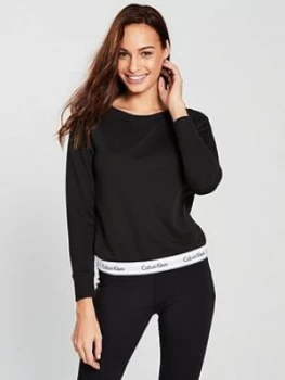 Calvin Klein Modern Cotton Lounge Sweater - Black, Size S, Women